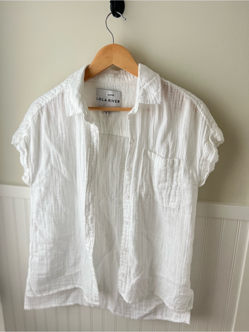 White Short-Sleeve Button-Up Shirt
